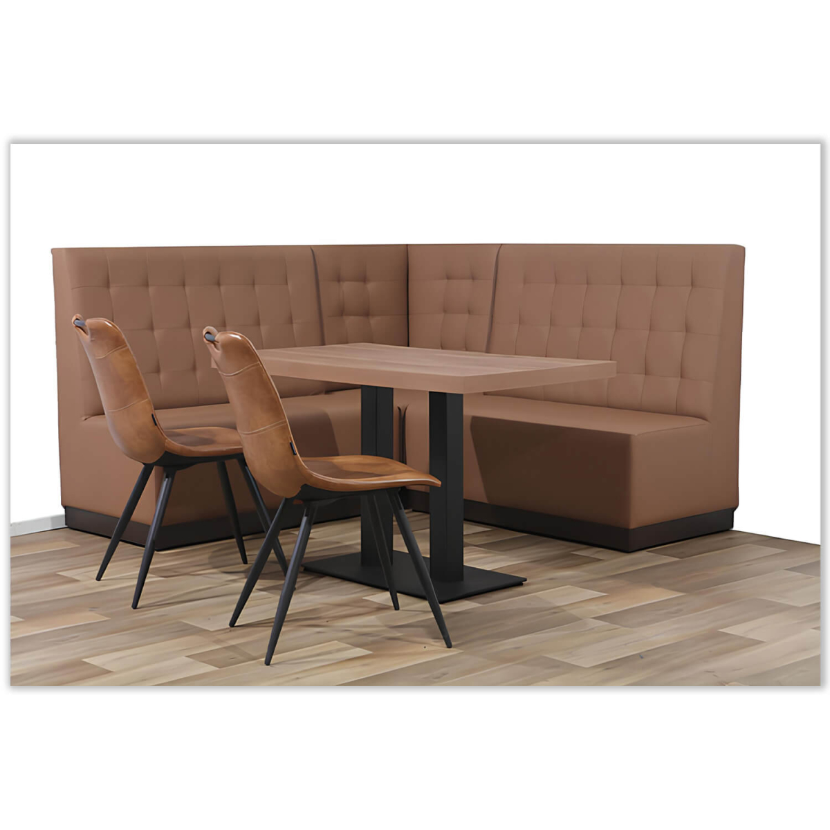 Horeca-Hoek-Eetbank-Napoli-Kunstleer-Taupe-Model-1