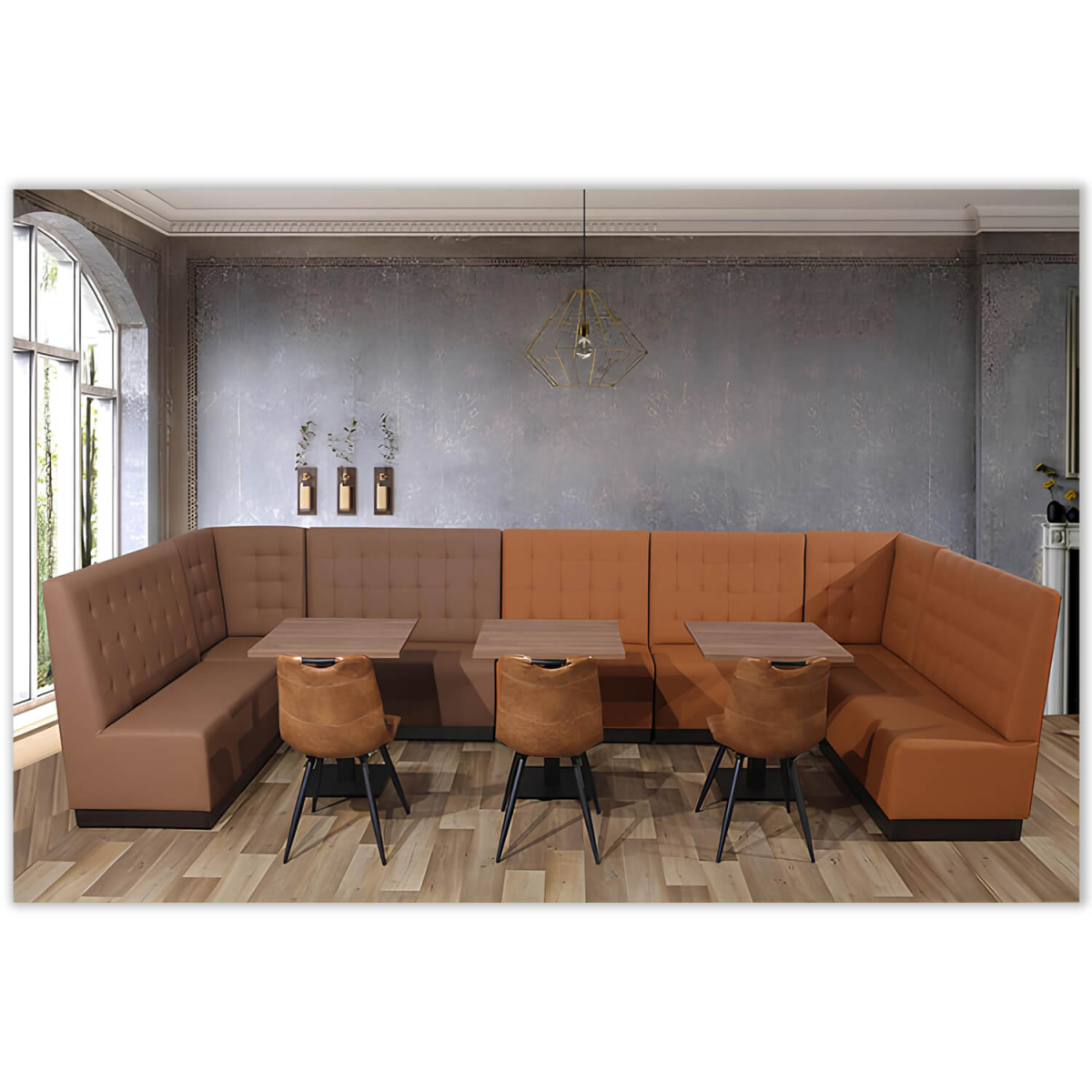 Horeca-Hoek-Eetbank-Napoli-Kunstleer-Taupe-Model-2