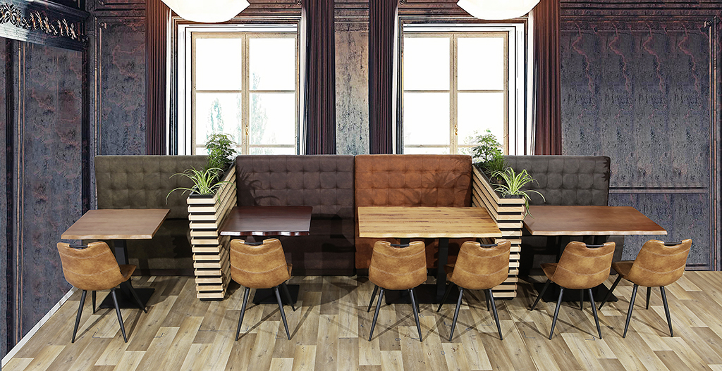 Horeca Eetbank - Napoli - Vintage Antraciet - Model - 2