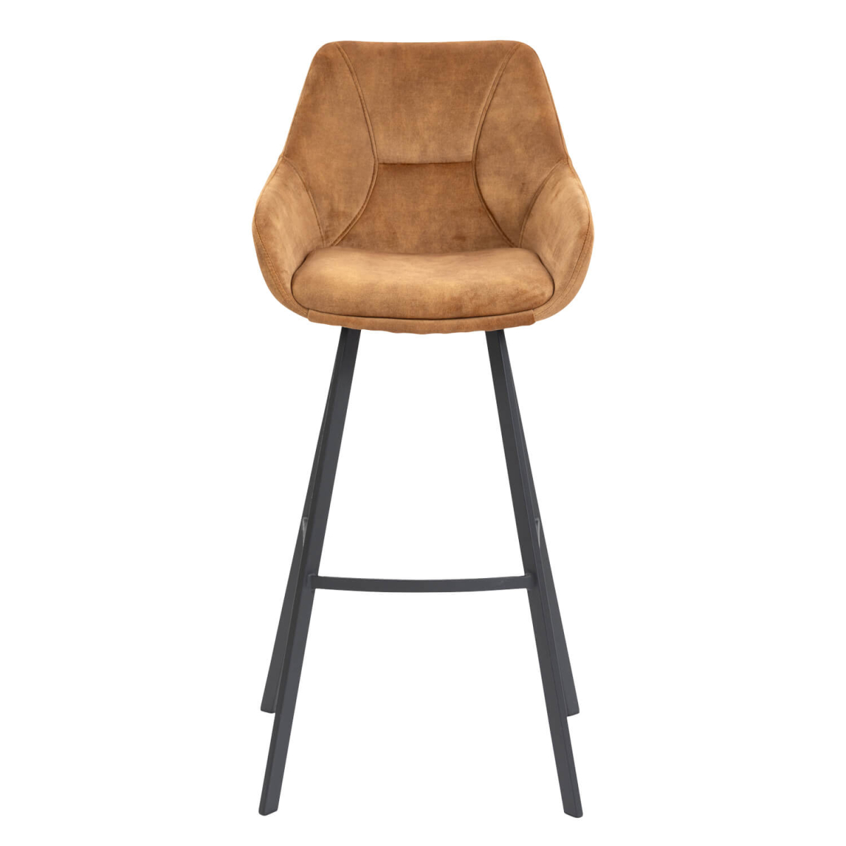 Horeca Metal Bar Armchair - Bias - Cognac Velvet - Image 2