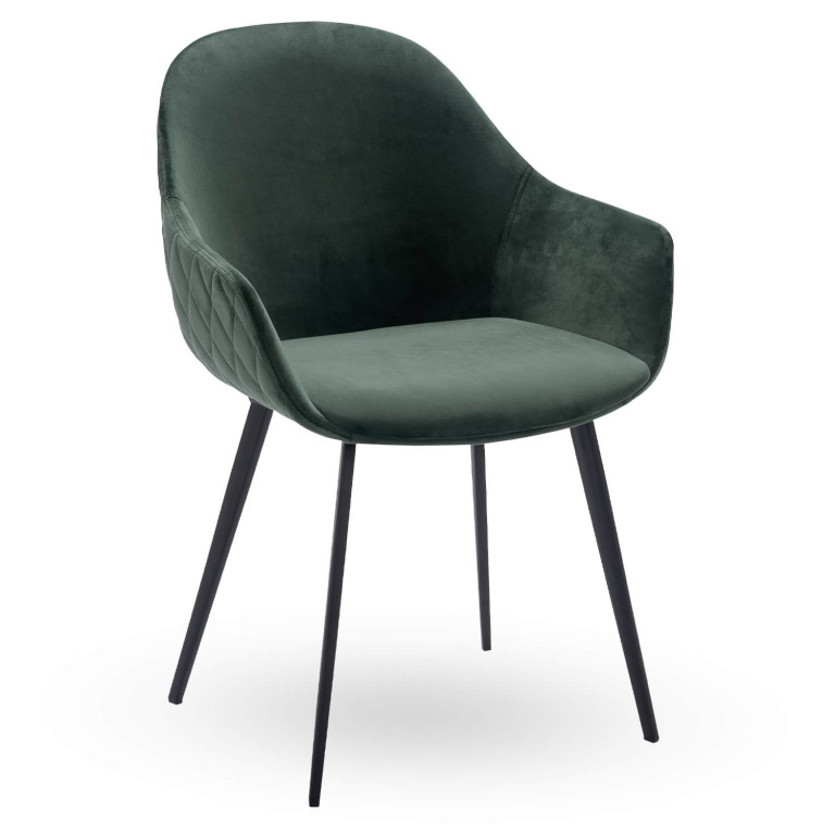 Horeca-Armstoel-CAMILLE-Donkergroen-Velvet-Fluweel