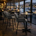 Horeca-Metalen-Bar-Armstoel-PERLA-Antraciet-Kunstleer