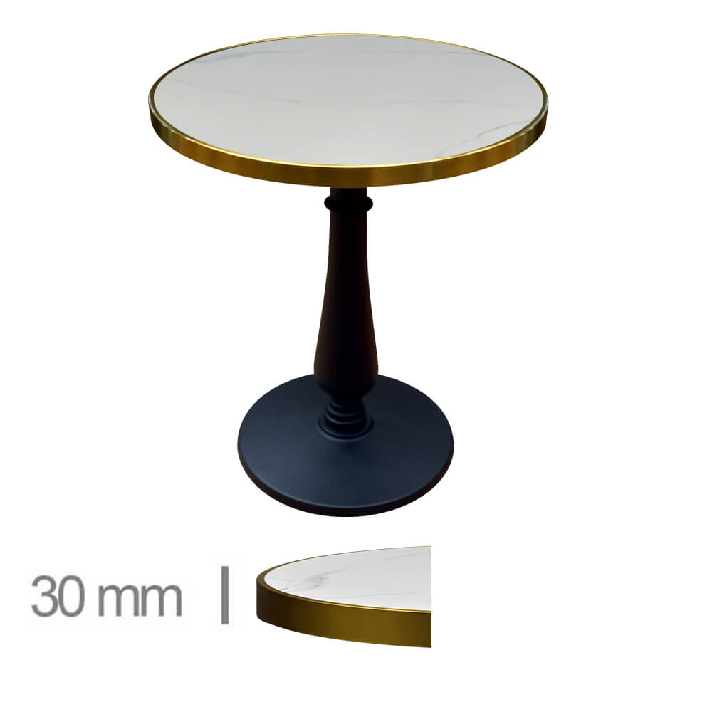 Horeca-Tafel-Rond-Faux-Marmer-Wit-70-Cm-Met-Onderstel