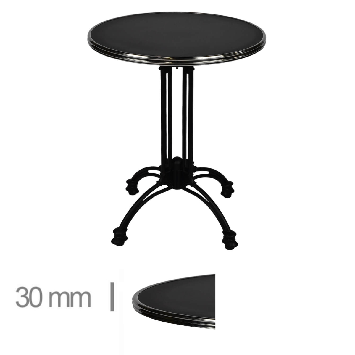 Horeca-Terrastafel-Rond-Met-Chroom-Rand-Werzalit-Zwart-70-Cm-A-442 Horeca-Terrastafel-Rond-Met-Chroom-Rand-Werzalit-Zwart-60-Cm-A-442