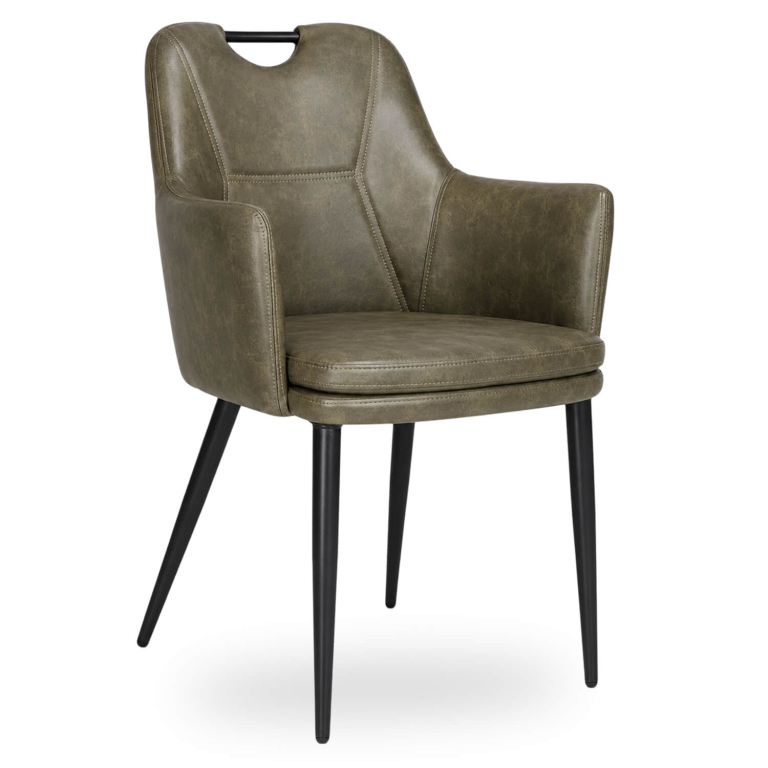 Horeca-Armstoel-VICTORIA-Olijf-Vintage-Kunstleer