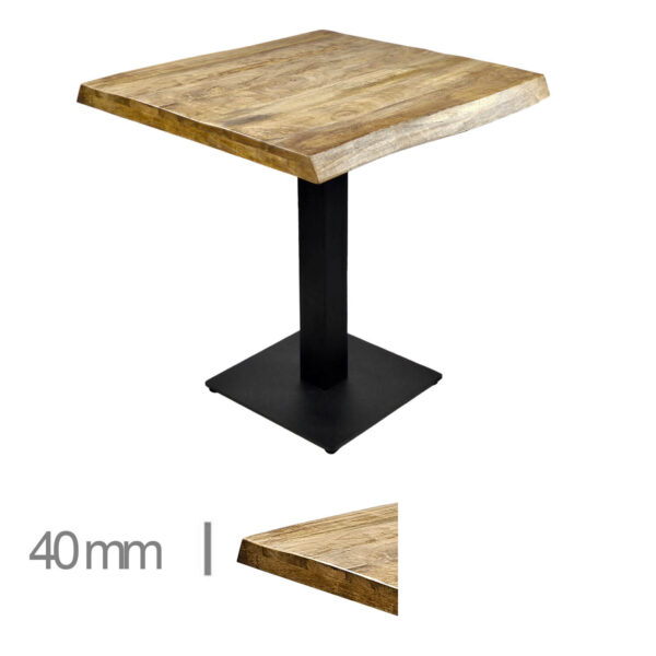 Horeca-Mangohout-Tafel-Mango-NE-70x70Cm-Met-Stalen-Onderstel