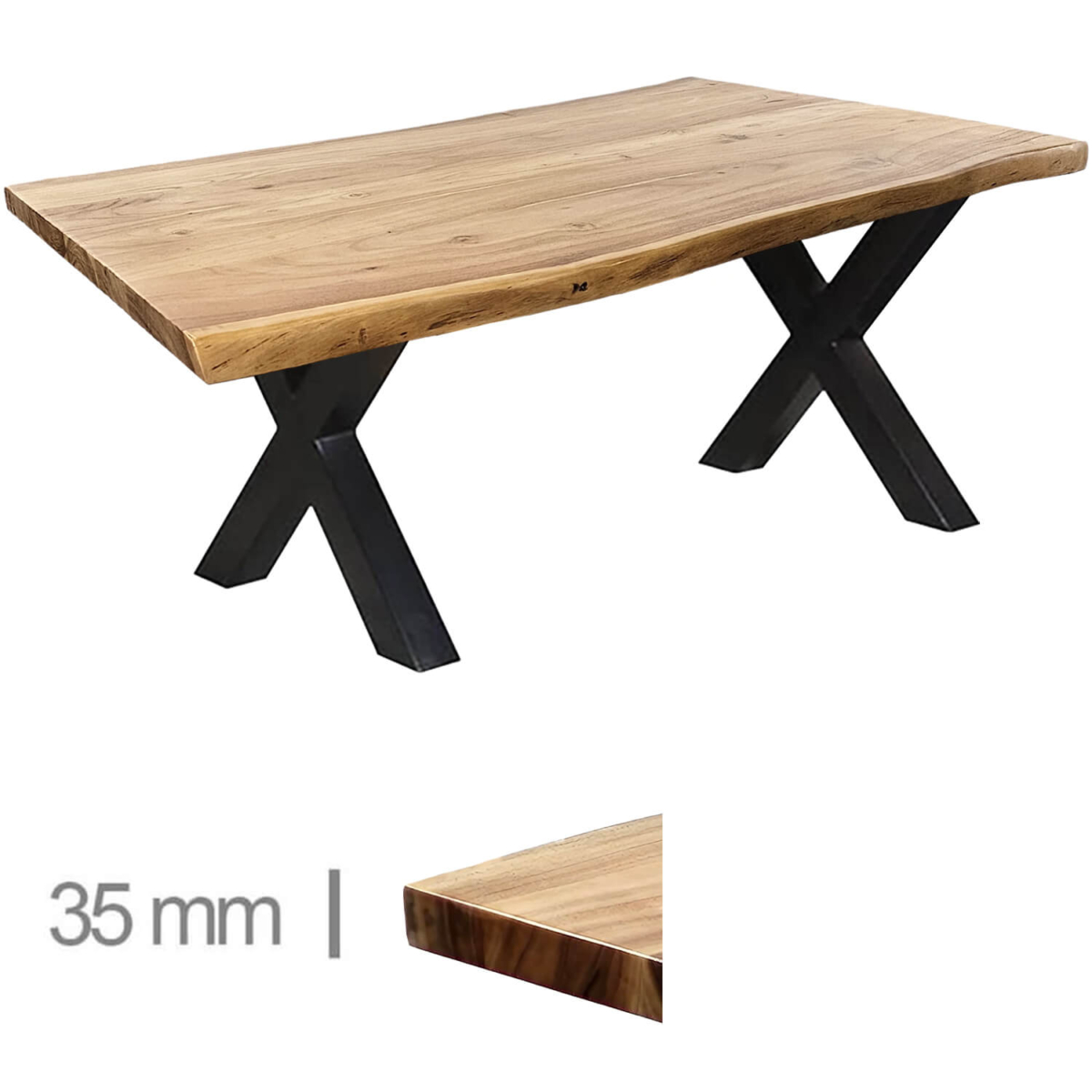 Horeca-Boom-Tafel-Acacia-75×120-Cm-Met-Stalen-Onderstel-X70 Horeca-Boom-Tafel-Acacia-75×120-Cm-Met-Stalen-Onderstel-X70