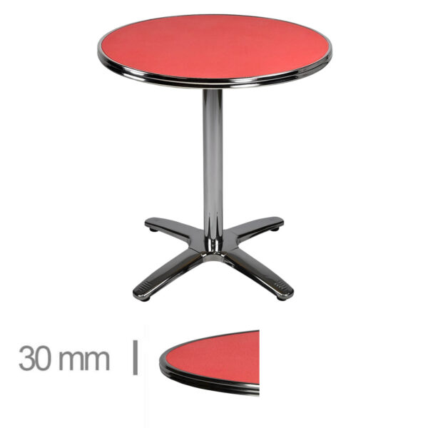 Horeca-Terrastafel-Rond-Met-Chroom-Rand-Werzalit-Rood-60-Cm-108-A-Roma