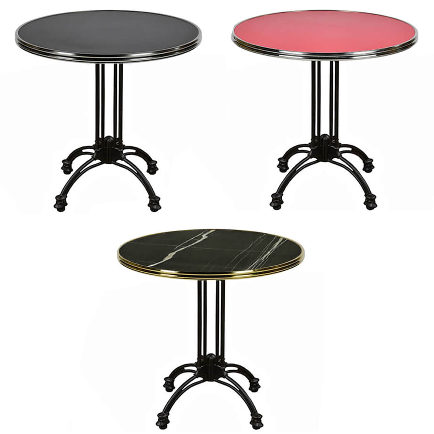 Outdoor Tables with Brass / Chrome Edge