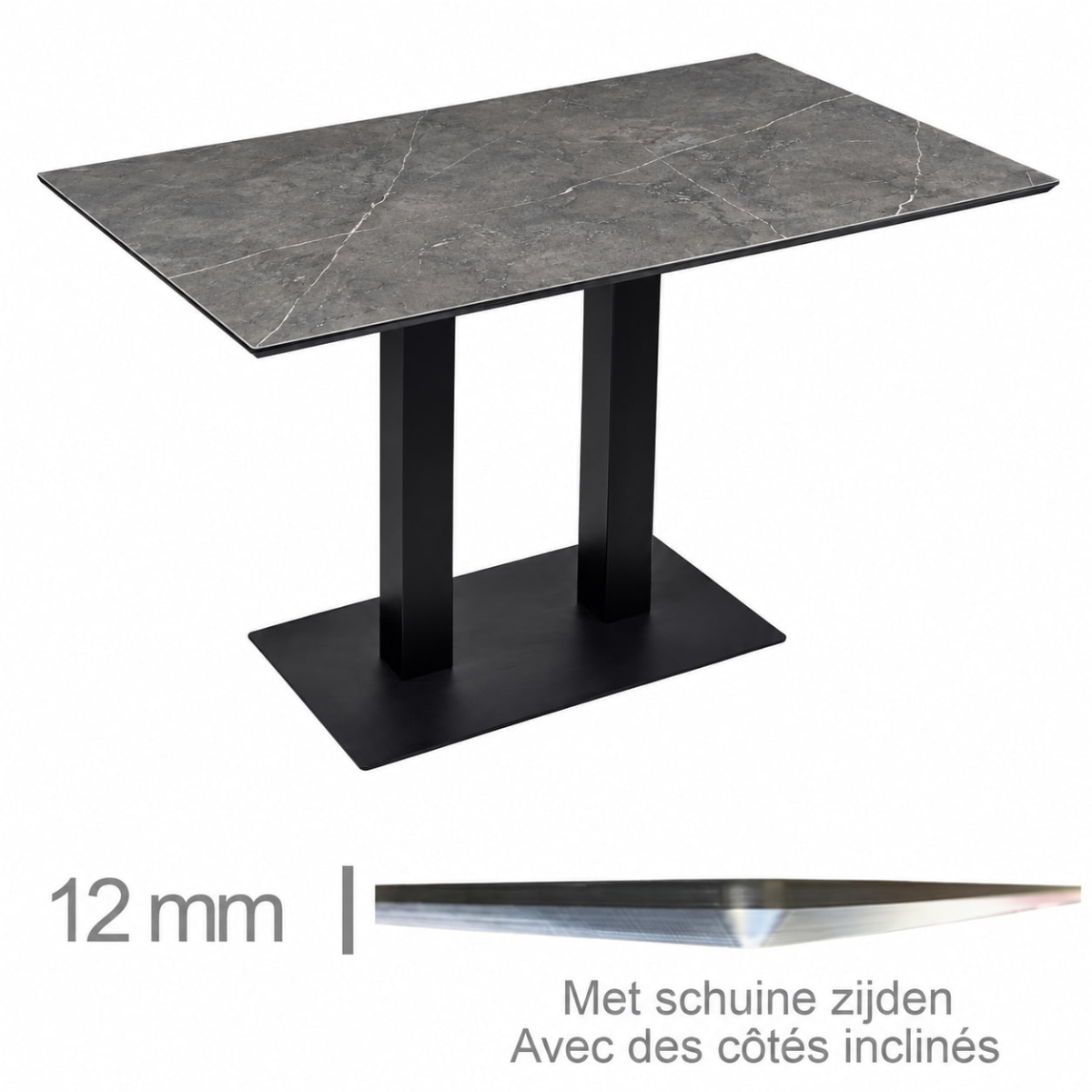 Horeca Tafel Met Onderstel – COMPACT GREY CASPIO – 69×120 cm (2) Horeca Tisch - Kompakt Grey Caspio - 69x120 Cm Mit Basis – Bild 1