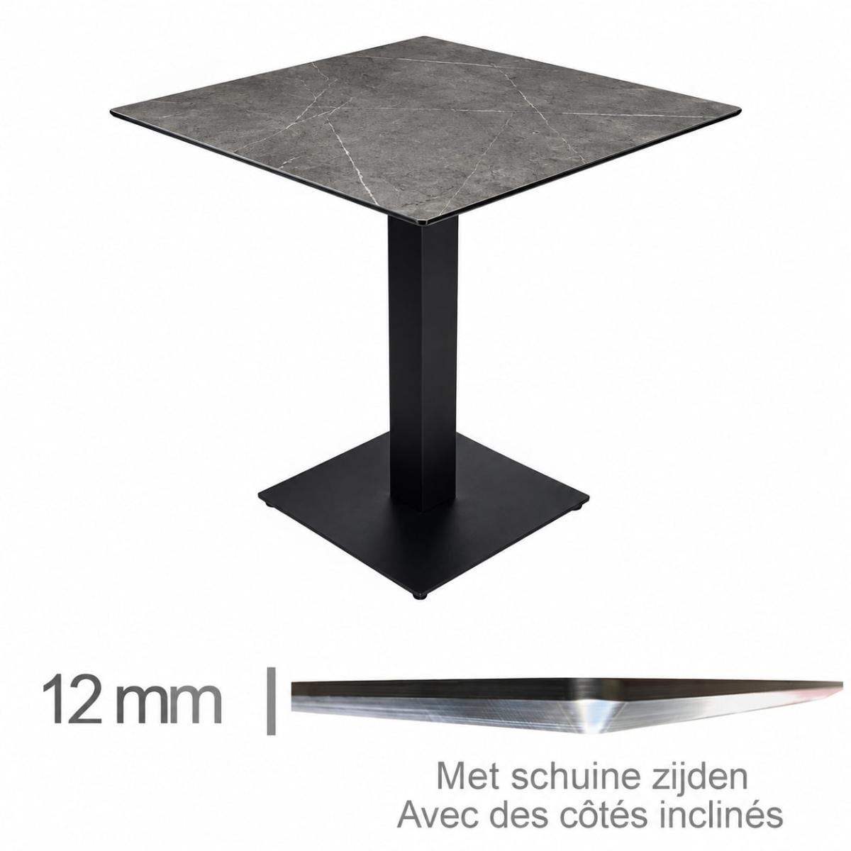 Horeca Tisch - Kompakt Grey Caspio - 69x69 Cm Mit Basis – Bild 1