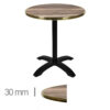 Horeca-Terrastafel-Opklapbaar-Rond-Met-Messing-Rand-Werzalit-Indian-Wood-70-Cm