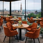 Horeca-Armstoel-AVRIL-roest-Stof