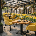 Horeca-Armstoel-JESSICA-geel-Stof