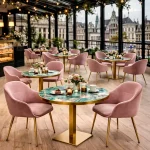 Horeca-Armstoel-OSLO-Roze-Velvet-Fluweel-1