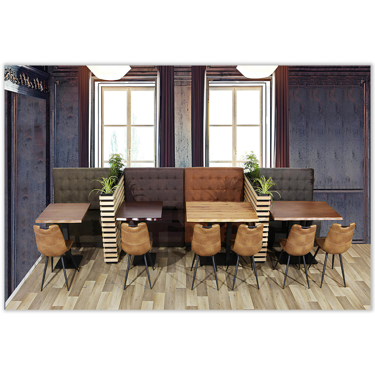 Horeca-Eetbank-Napoli-120-cm-Vintage-Microvezel-Cognac-Model-2