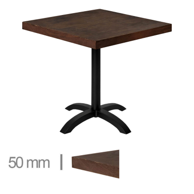 Horeca-Mangohout-Tafel-Met-Klaponderstel-70x70cm-mocca
