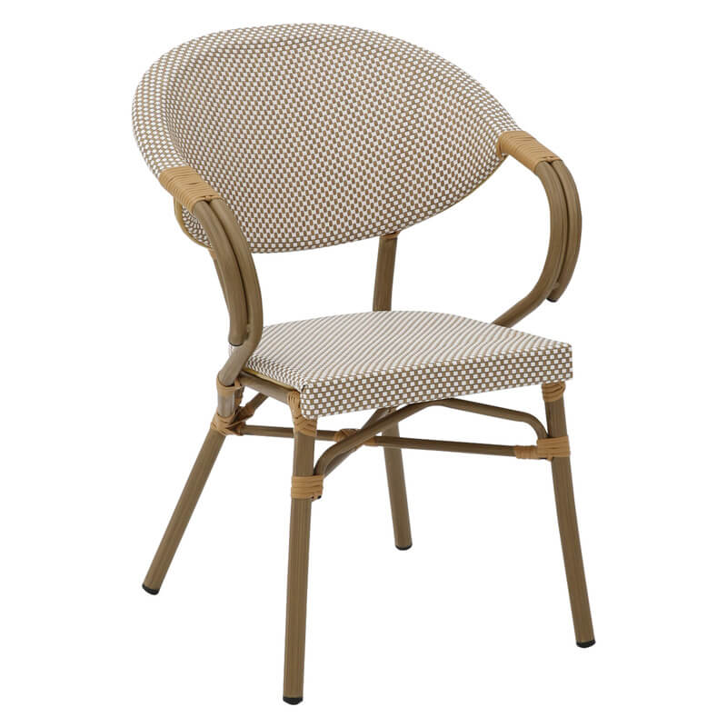 products-Horeca-Terrasstoel-Milano-Latte (1) (1) Chaise De Terrasse Avec Accoudoirs De Café, Restaurant Et Horeca - Milano - Aluminium – Image 1