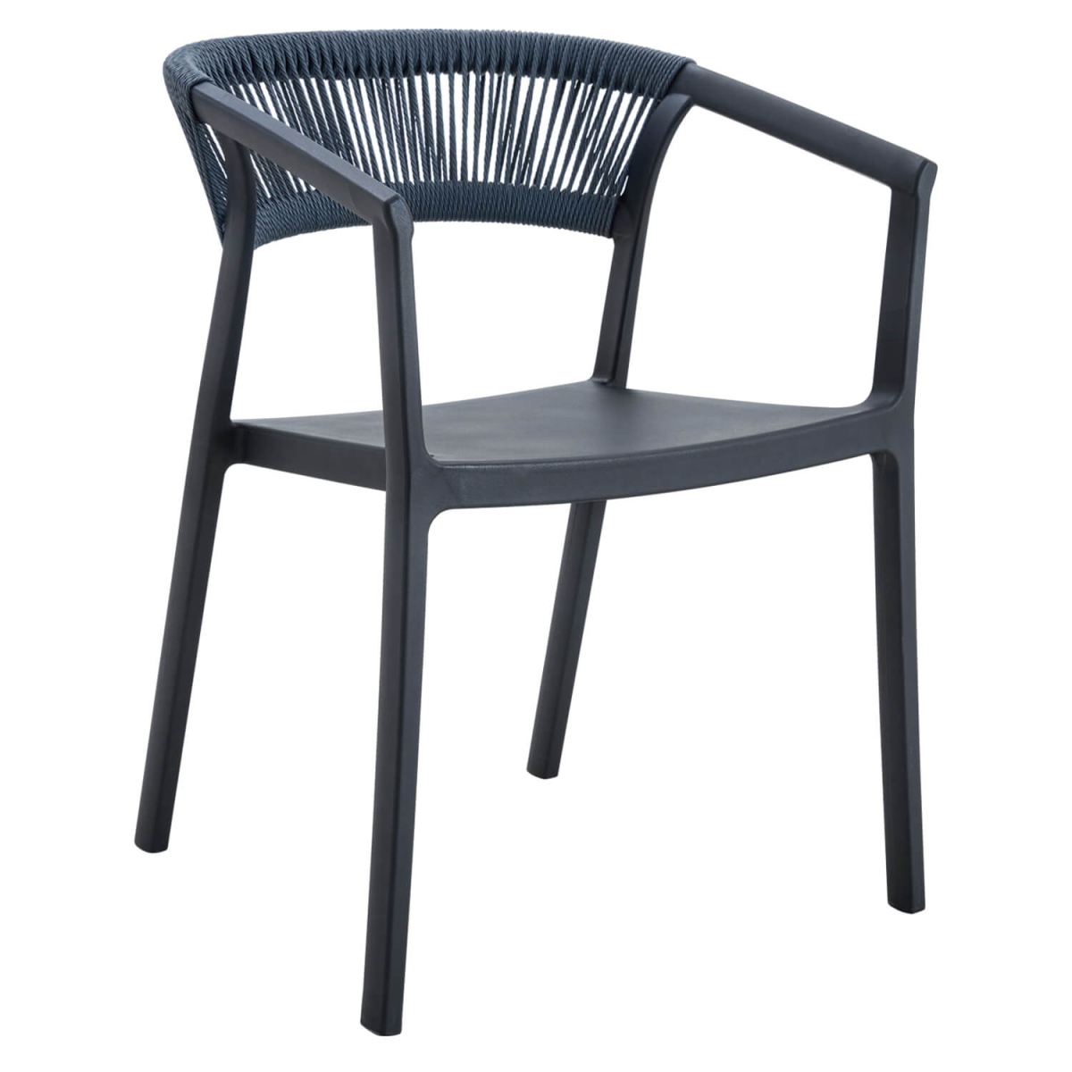 Terrasstoel-CECILE-Armleuning-Stapelbaar-Blauw-Kunststof-Touw Terrasstoel-CECILE-Armleuning-Stapelbaar-Blauw-Kunststof-Touw