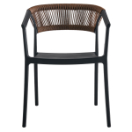 Terrasstoel-CECILE-Armleuning-Stapelbaar-Zwart-Blauw-Kunststof-Touw-V