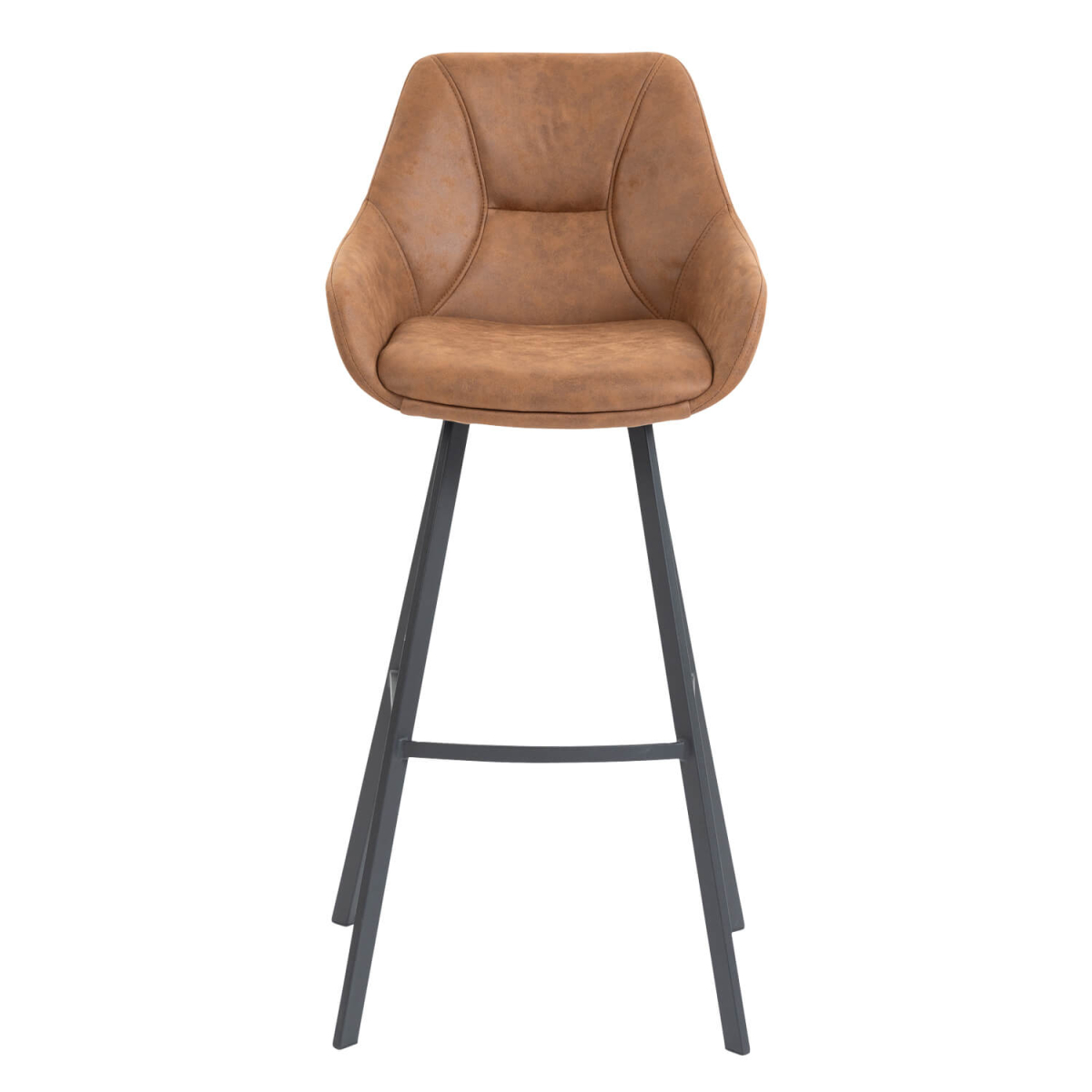 Chaise De Bar En Métal Avec Accoudoirs De Café, Restaurant Et Horeca - Bias - Microfibre Vintage Cognac – Image 3