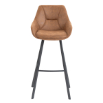 Chaise De Bar En Métal Avec Accoudoirs De Café, Restaurant Et Horeca - Bias - Microfibre Vintage Cognac – Image 3