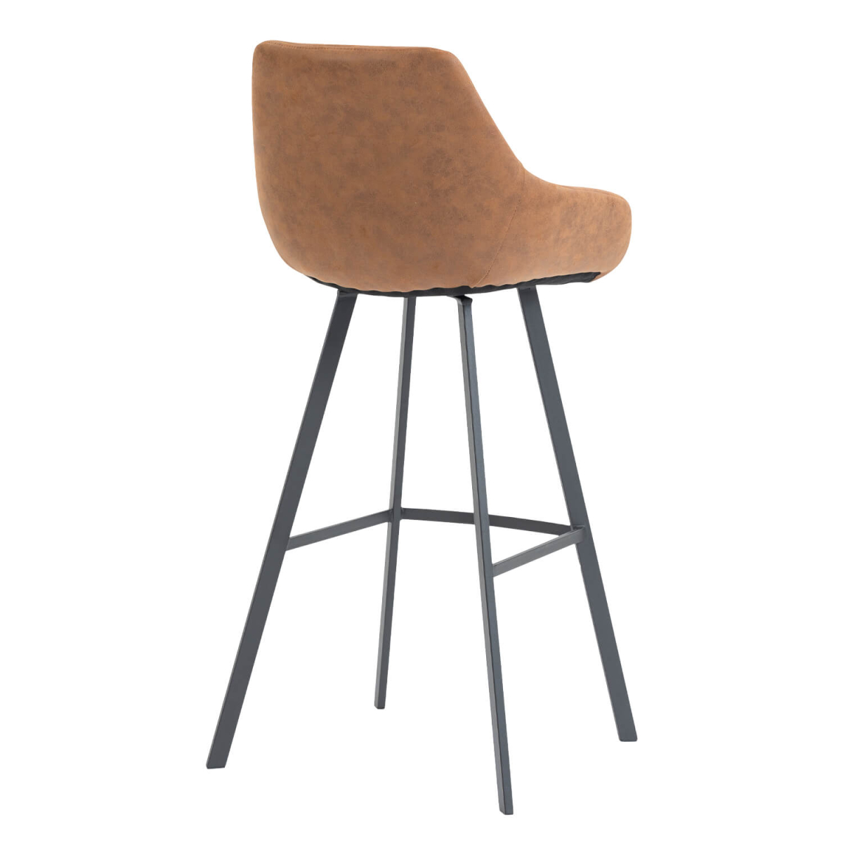 Chaise De Bar En Métal Avec Accoudoirs De Café, Restaurant Et Horeca - Bias - Microfibre Vintage Cognac – Image 5