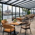 Horeca-Armstoel-AMAZE-Cognac-Microvezel
