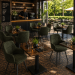 Horeca-Armstoel-AVRIL-Olijf-Stof