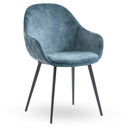 Horeca-Armstoel-CAMILLE-Petroleum-Blauw-Velvet-Fluweel