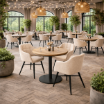 Horeca-Armstoel-JESSICA-creme-Stof-model-1