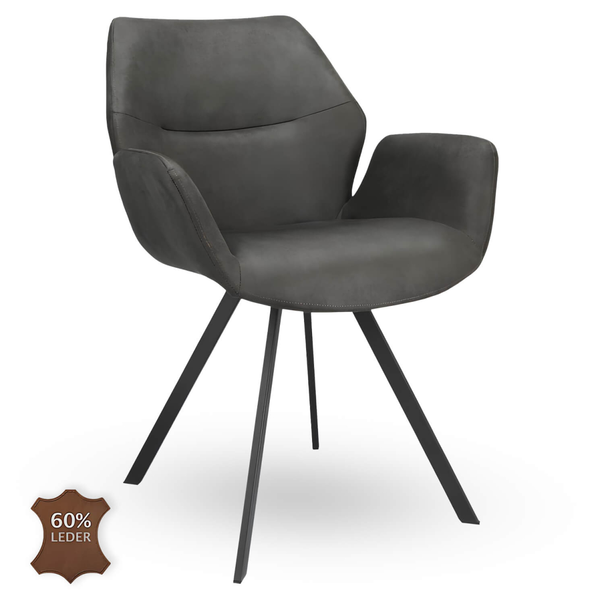 Horeca-Armstoel-PERLA-Antraciet-Vintage-Kunstleer Horeca-Armstoel-PERLA-Antraciet-Vintage-Kunstleer
