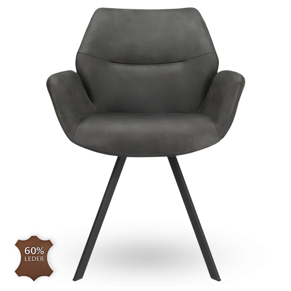 Horeca-Armstoel-PERLA-Antraciet-Vintage-Kunstleer-V