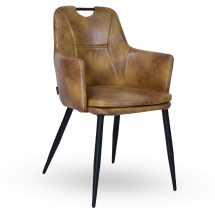 Horeca-Armstoel-VICTORIA-Cognac-Vintage-Kunstleer