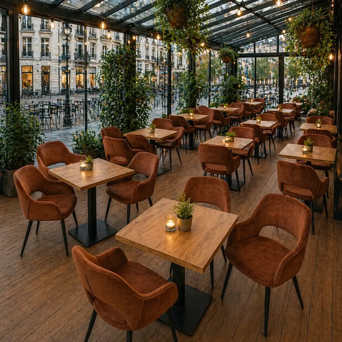 Horeca-Armstoel-FLORE-roest-Velvet-Fluweel