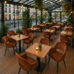 Horeca-Armstoel-FLORE-roest-Velvet-Fluweel