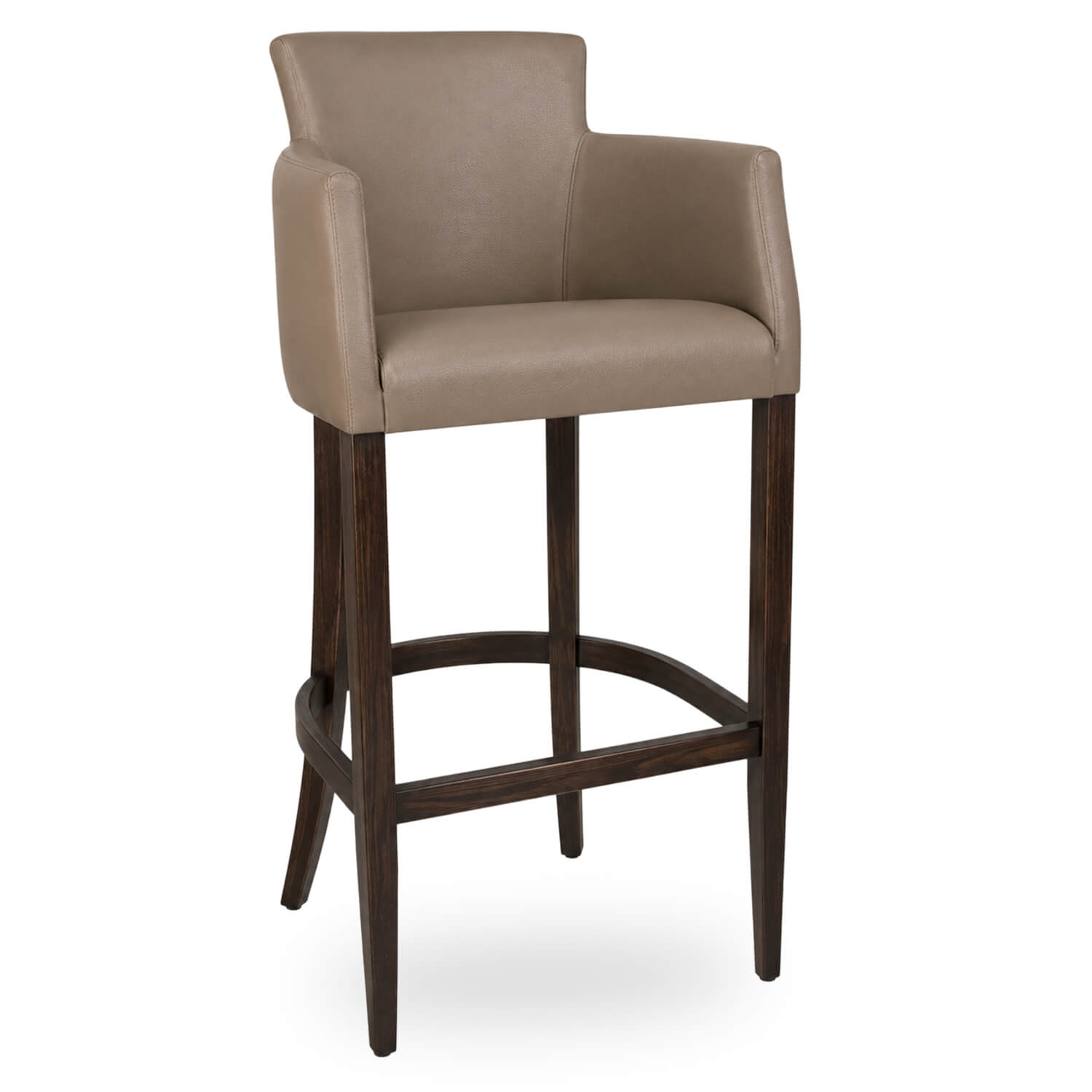 Horeca-Houten-Bar-Armstoel-OMEGA-Taupe-Kunstleer