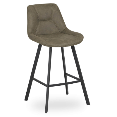 Horeca-Metalen-Barstoel-CARMEN-Olijf-Vintage-Microvezel