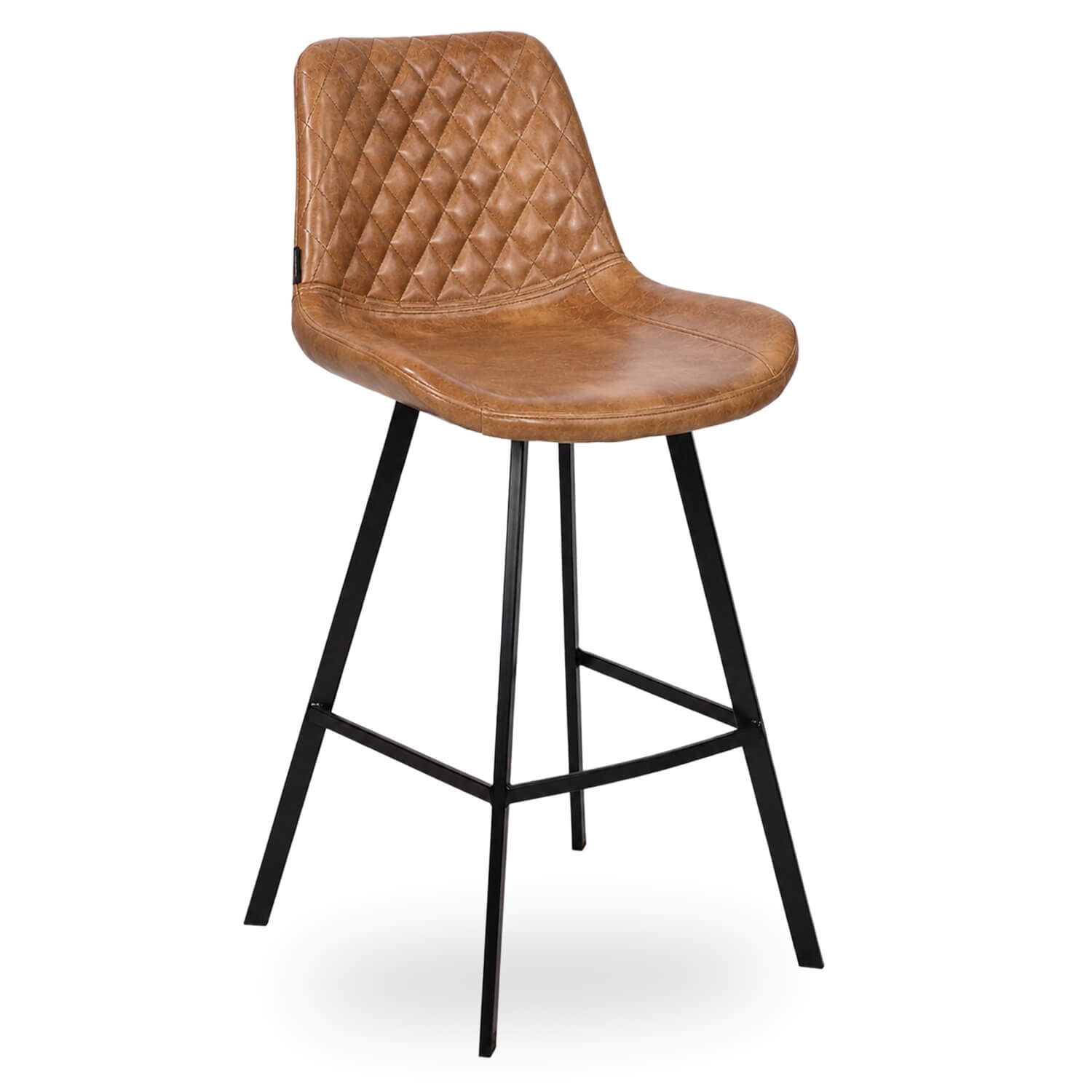 Horeca-Metalen-Barstoel-EMPERIO-Cognac-Kunstleer