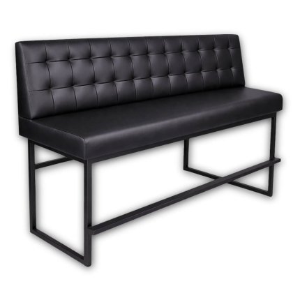 Horeca-Bar-Eetbank-Alaska-Kunstleer-Zwart-200-cm