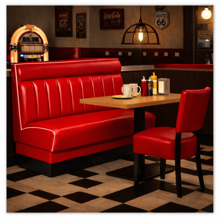 Horeca-Eetbank-AMERICAN-Rood-Kunstleer (1)