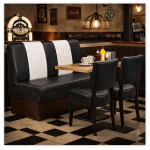 Horeca-Eetbank-SAFRAN-AMERICAN-zwartWit-Kunstleer