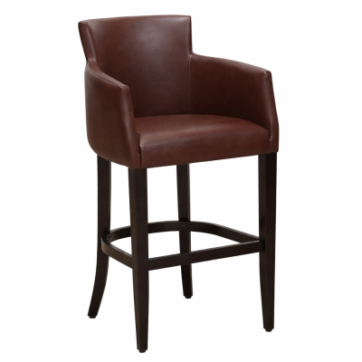 Horeca-Houten-Bar-Armstoel-OMEGA-Bruin-Kunstleer