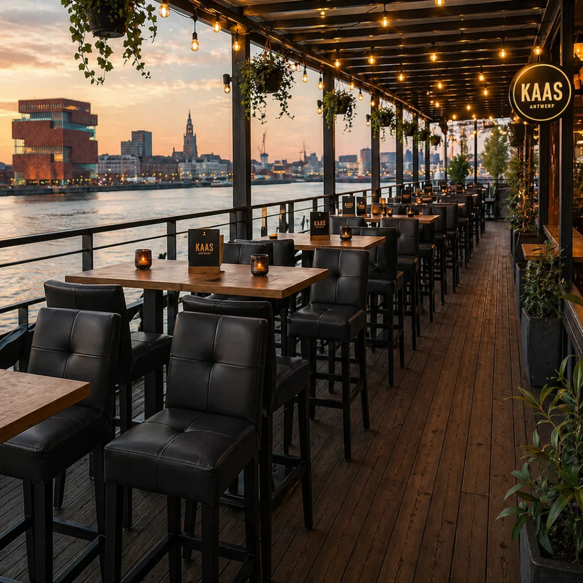 Horeca-Houten-Barstoel-DEX-zwart-Kunstleer