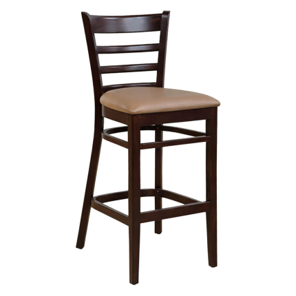 Horeca-Houten-Barstoel-RIVA-Taupe-Kunstleer