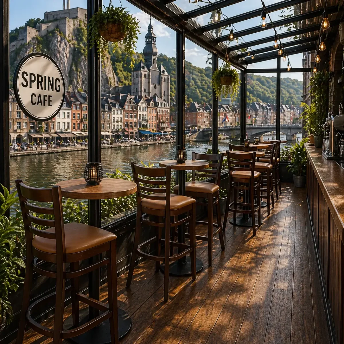 Horeca-Houten-Barstoel-RIVA-taupe-Kunstleer