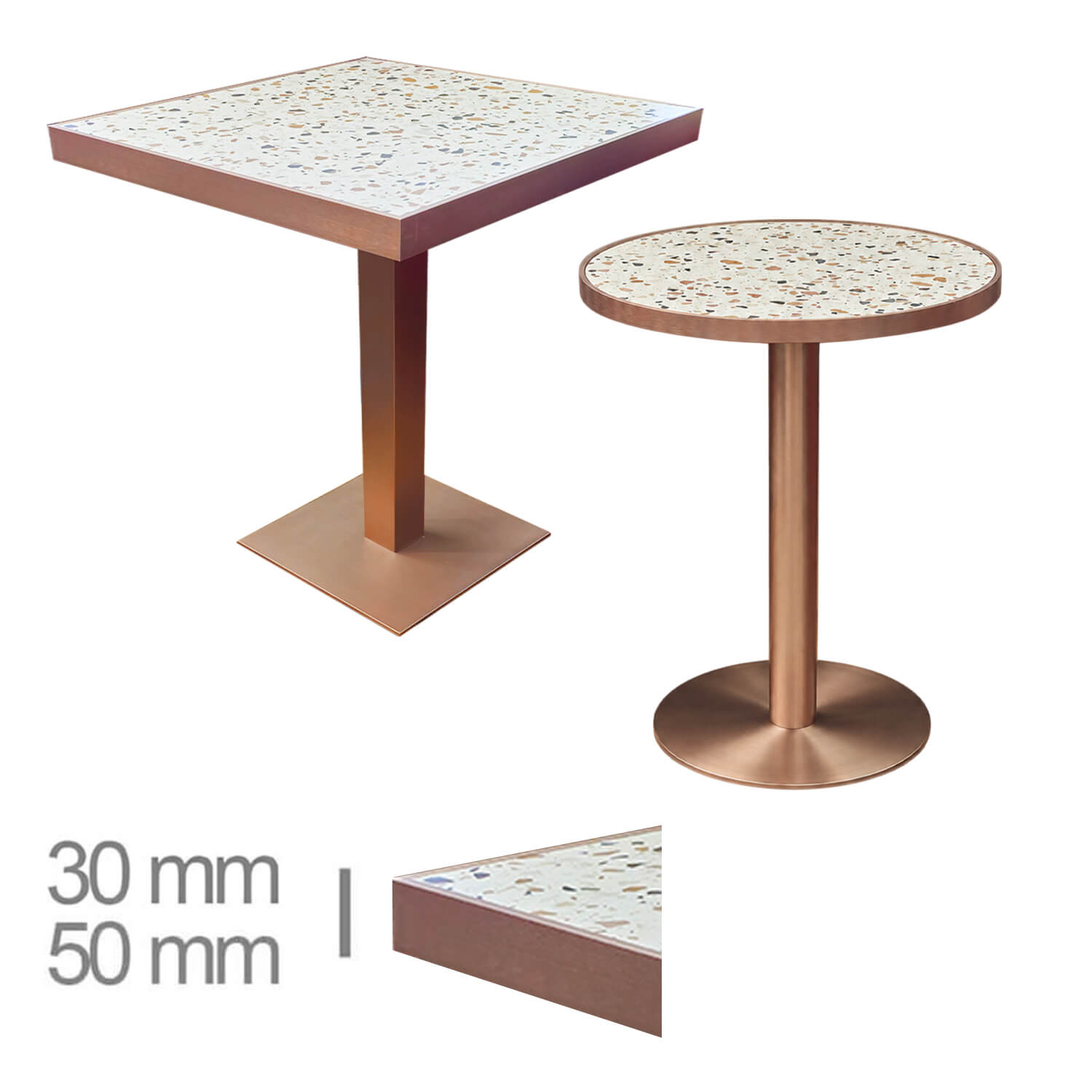 Faux Marble Abruzzo Edge Copper Table Assortment