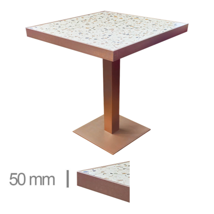 Horeca-Tafel-Faux-Marmer-Abruzzo-Edge-Koper-60x60-Cm-Met-Onderstel