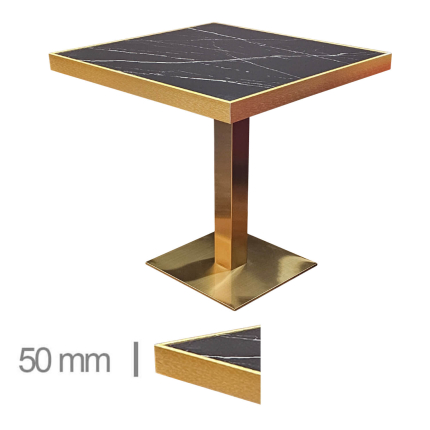 Horeca-Tafel-Faux-Marmer-Zwart-Edge-Goud-60x60-Cm-Met-Onderstel