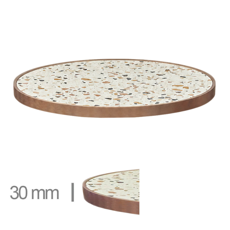 Horeca-Tafelblad-Rond-FAUX-MARMER-ABRUZZO-EDGE-KOPER-3-cm-Dik-1